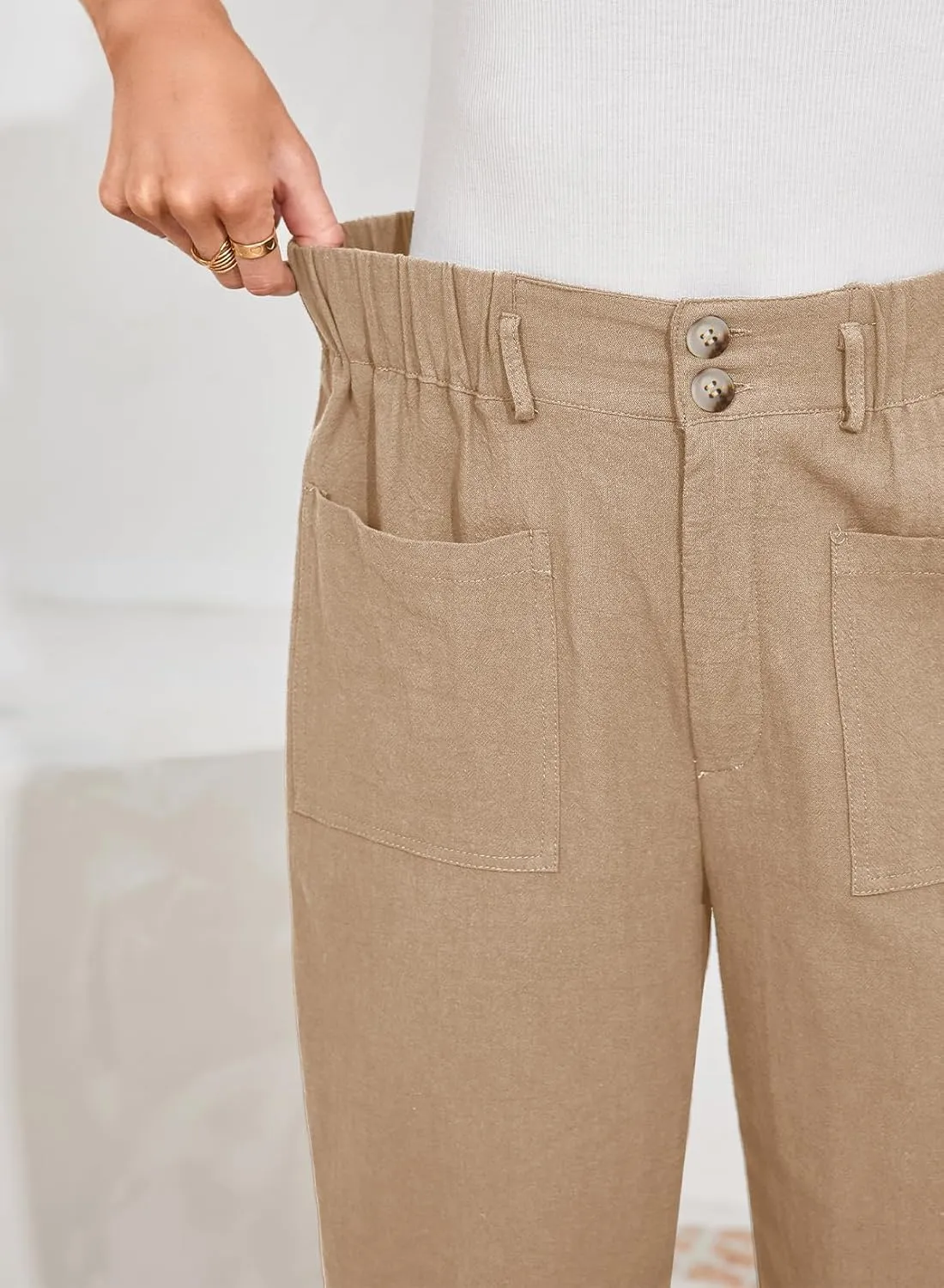 Dokotoo Womens Summer Pants Casual Capri Baggy Ankle Length High Waisted Harem Palazzo Pant Trouser Slacks with Pockets