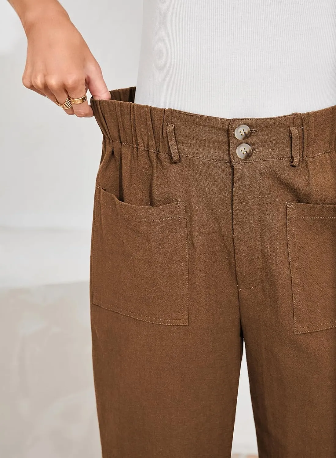 Dokotoo Womens Summer Pants Casual Capri Baggy Ankle Length High Waisted Harem Palazzo Pant Trouser Slacks with Pockets