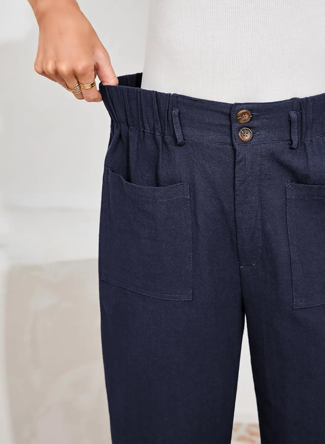 Dokotoo Womens Summer Pants Casual Capri Baggy Ankle Length High Waisted Harem Palazzo Pant Trouser Slacks with Pockets