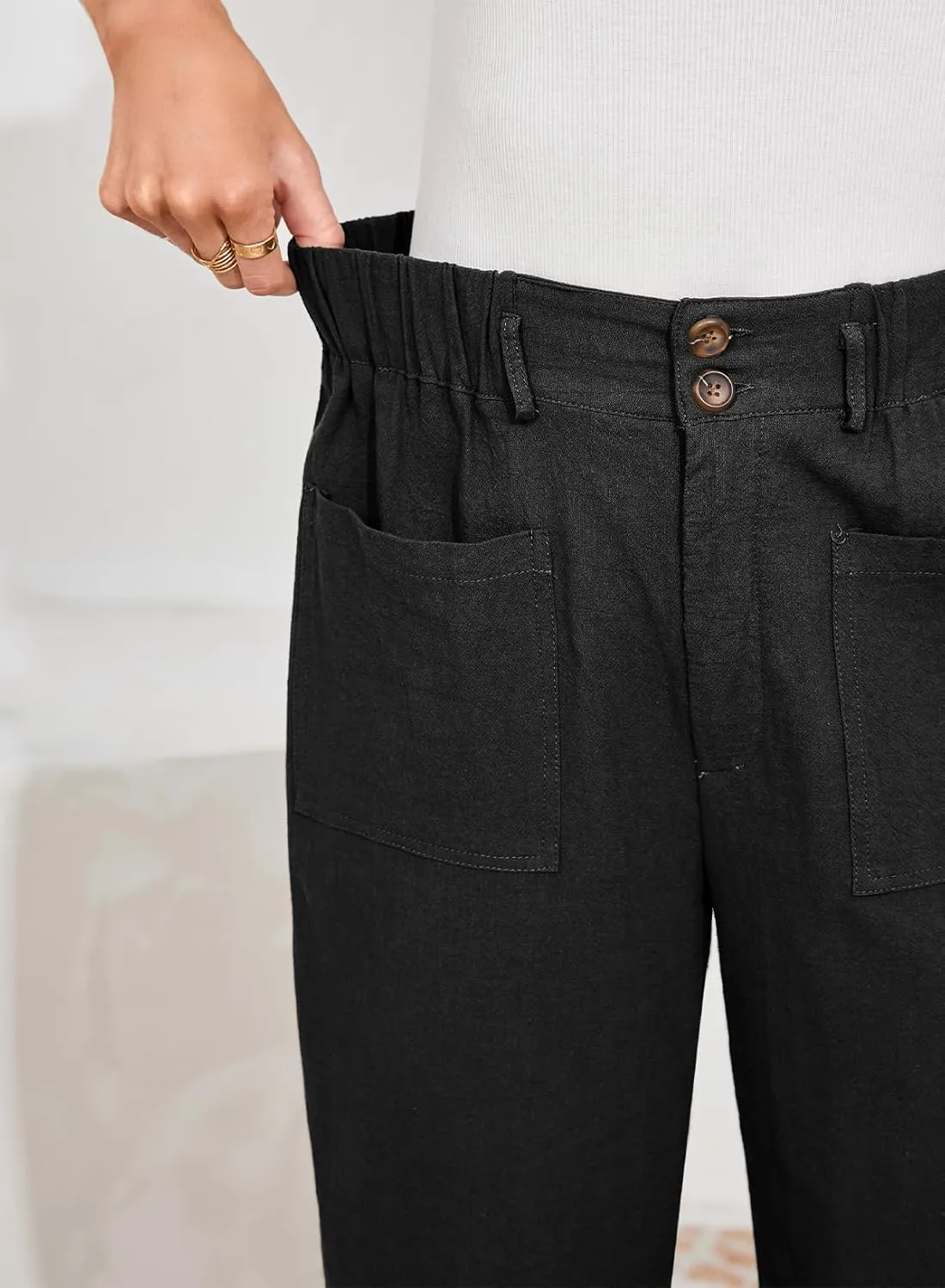 Dokotoo Womens Summer Pants Casual Capri Baggy Ankle Length High Waisted Harem Palazzo Pant Trouser Slacks with Pockets