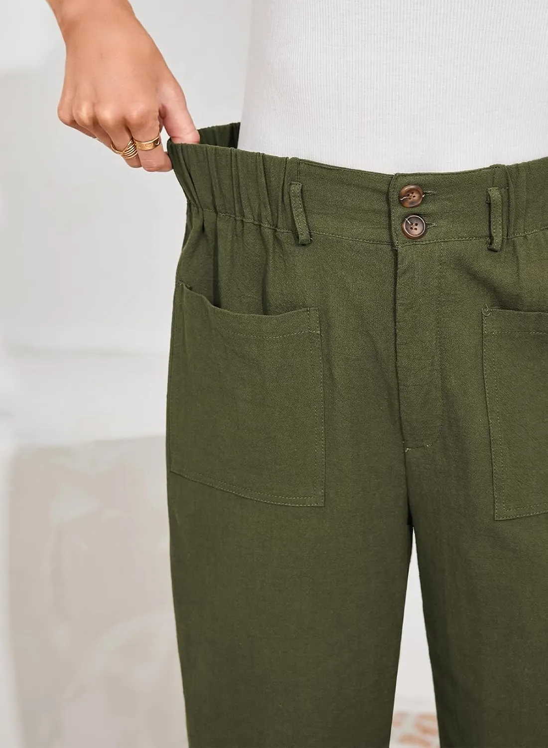 Dokotoo Womens Summer Pants Casual Capri Baggy Ankle Length High Waisted Harem Palazzo Pant Trouser Slacks with Pockets