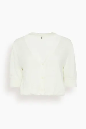 Elbow Sleeve Balloon Cardigan in Ecru