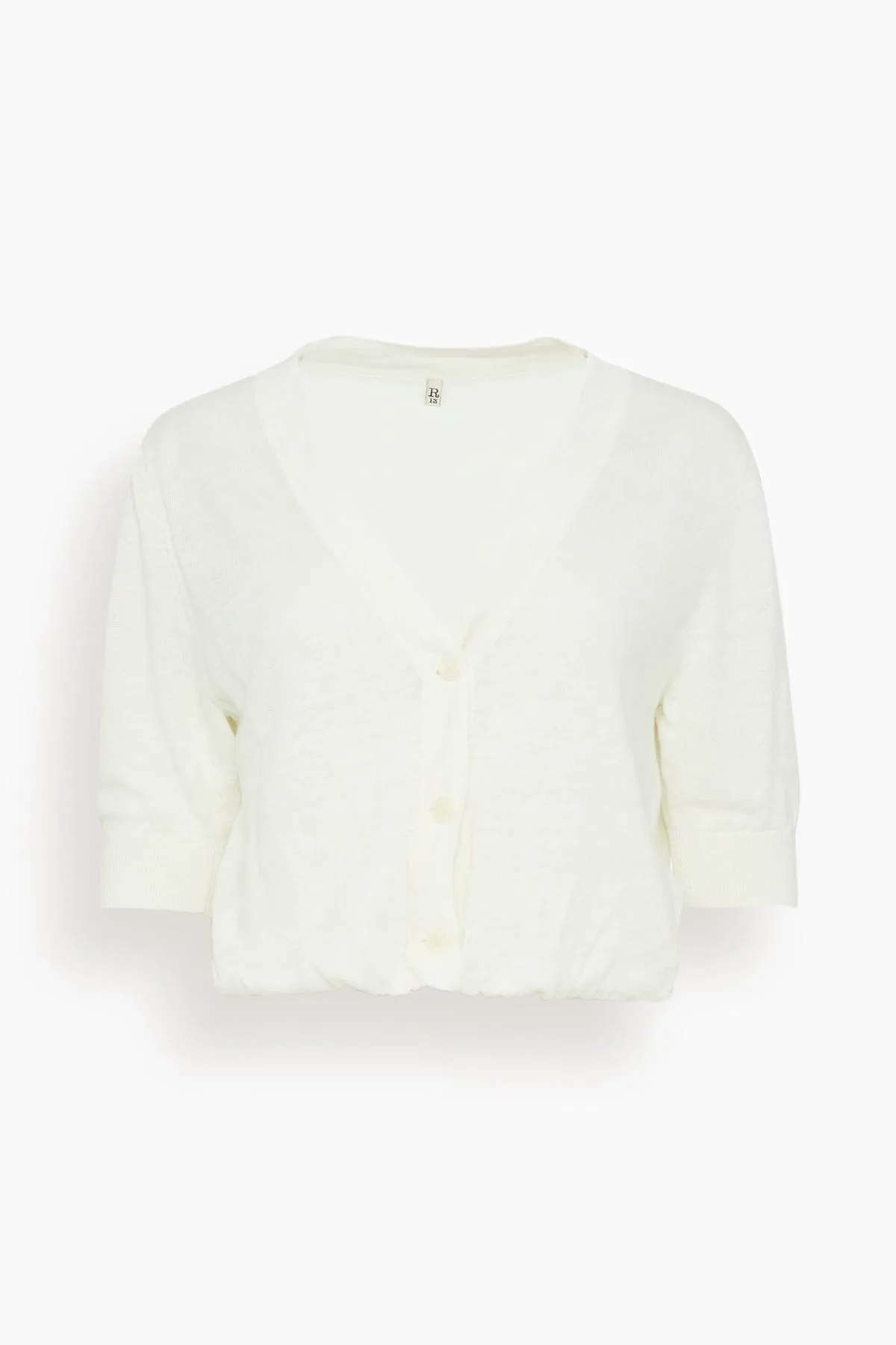 Elbow Sleeve Balloon Cardigan in Ecru