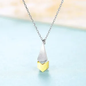 elegant gold and silver double geometric necklace