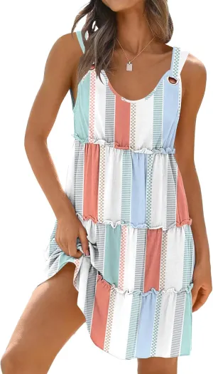 ETCYY Sundresses for Women 2025 Vacation Swimsuit Cover Ups Boho Floral Beach Dress T-Shirts Tank Dresses