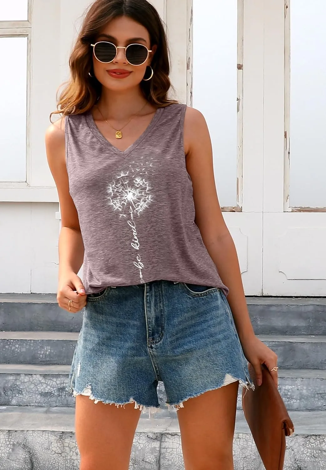 ETCYY Womens Summer Tops Sexy Tie Dye V Neck Tank Top Loose Fit Cute Printed Workout Sleeveless T Shirts