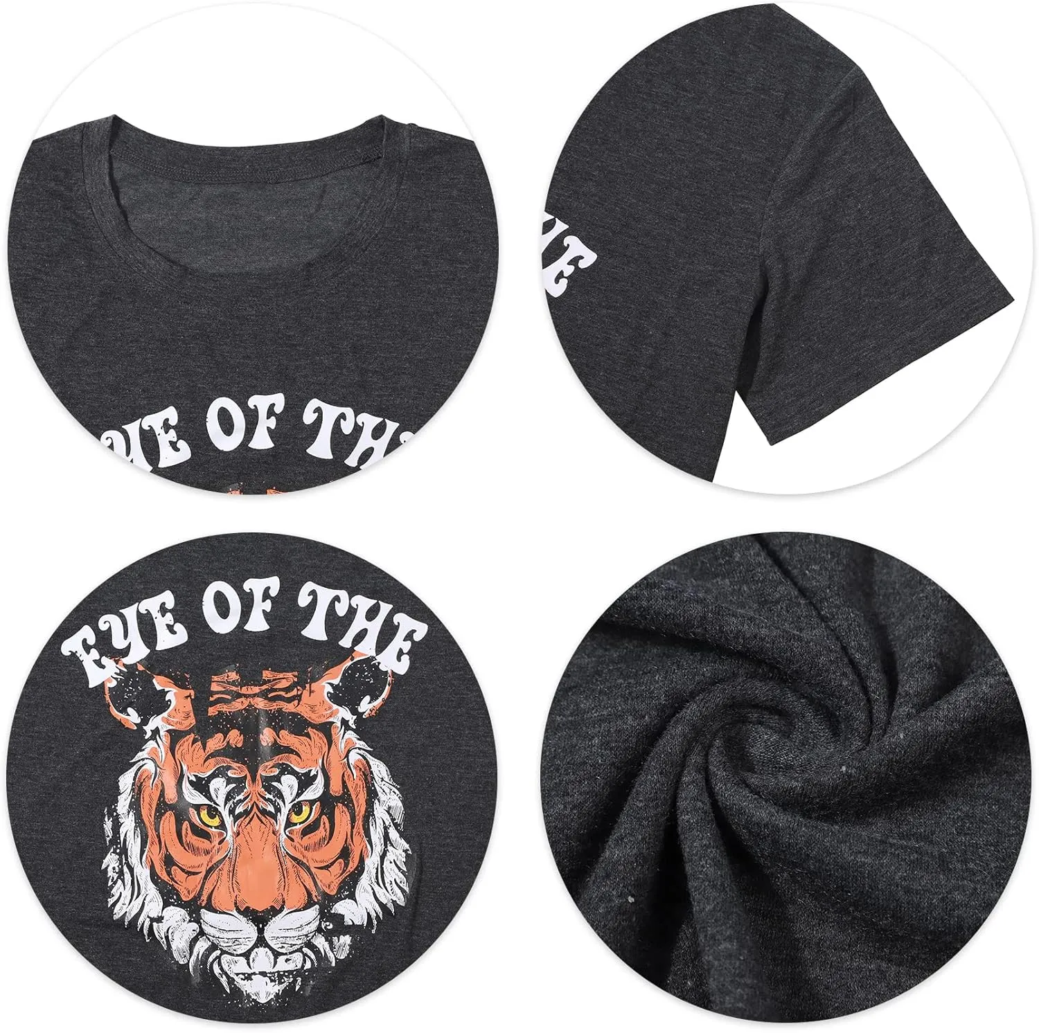Eye of The Tiger Shirt Women Vintage Tiger Printed Short Sleeve Tshirt Throwback Concert T-Shirts Casual Tee Tops