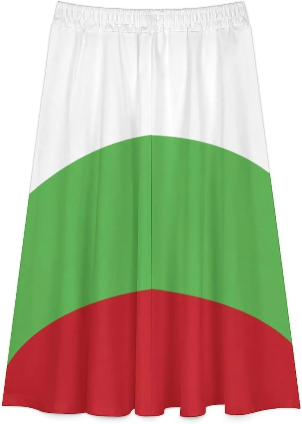 Fattyeery Womens Half Long Skirt Burkina Faso Flag Casual Pleated Plisse Hem Summer for Womens Midi Skirt Dress