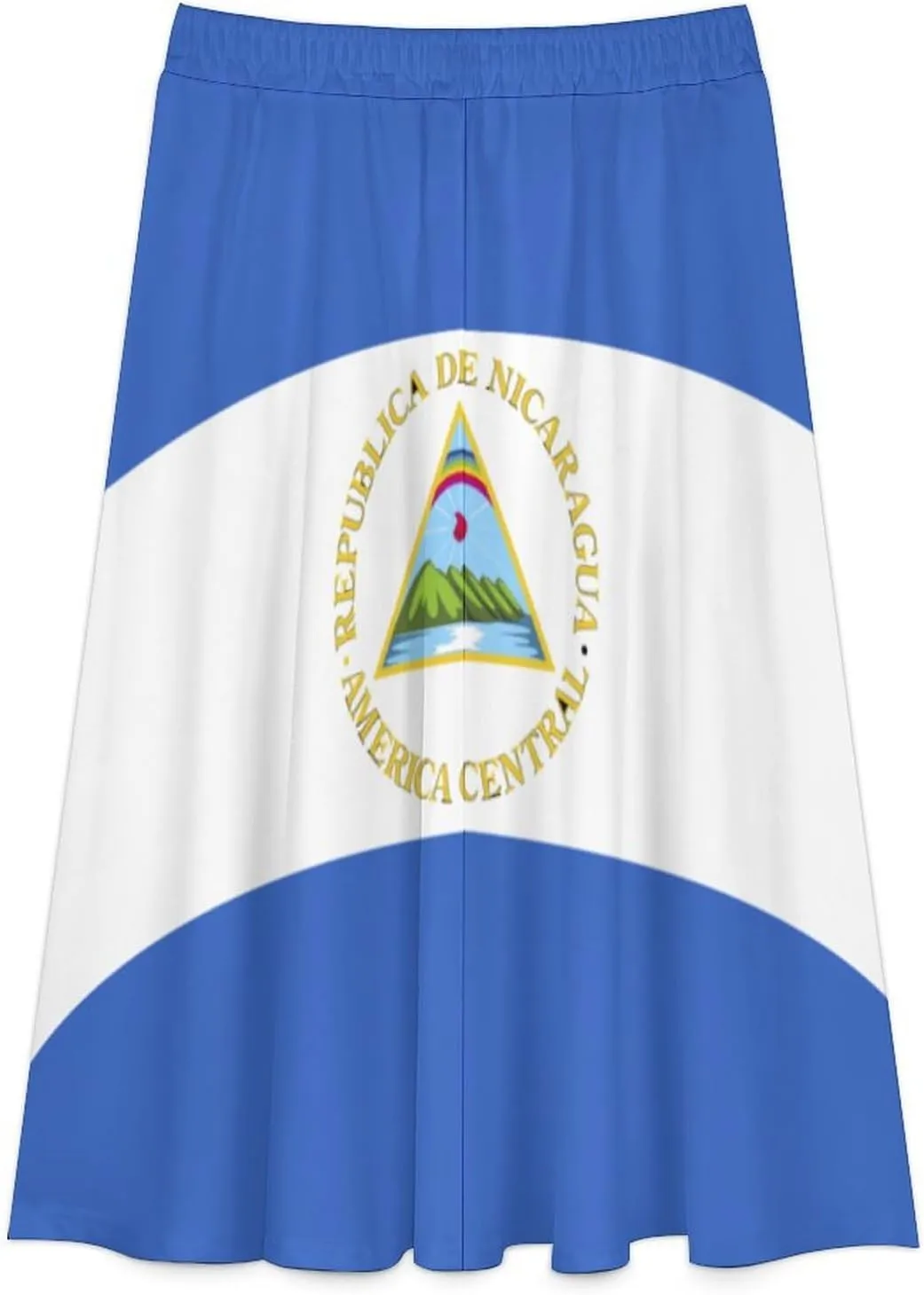 Fattyeery Womens Skirts Nicaragua Flag Prints High Waist Midi Skirt Athletic for Summer Dress Skorts Casual Knee Length Skirt