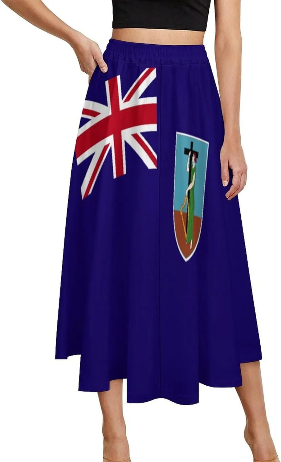 Fattyeery Womens Skirts Nicaragua Flag Prints High Waist Midi Skirt Athletic for Summer Dress Skorts Casual Knee Length Skirt