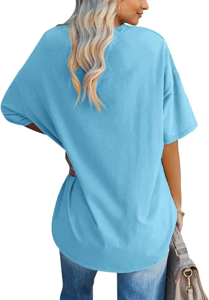 Fazortev Womens Oversized Los Angeles California Graphic T Shirts Half Sleeve Summer Loose Casual Tees Tunic Tops