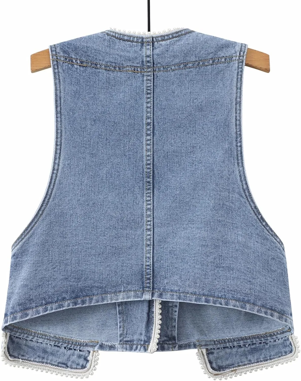 Fitted Denim Vest Cropped Sexy Cute Halter Jean Vest Top For Women lightweight With Pockets