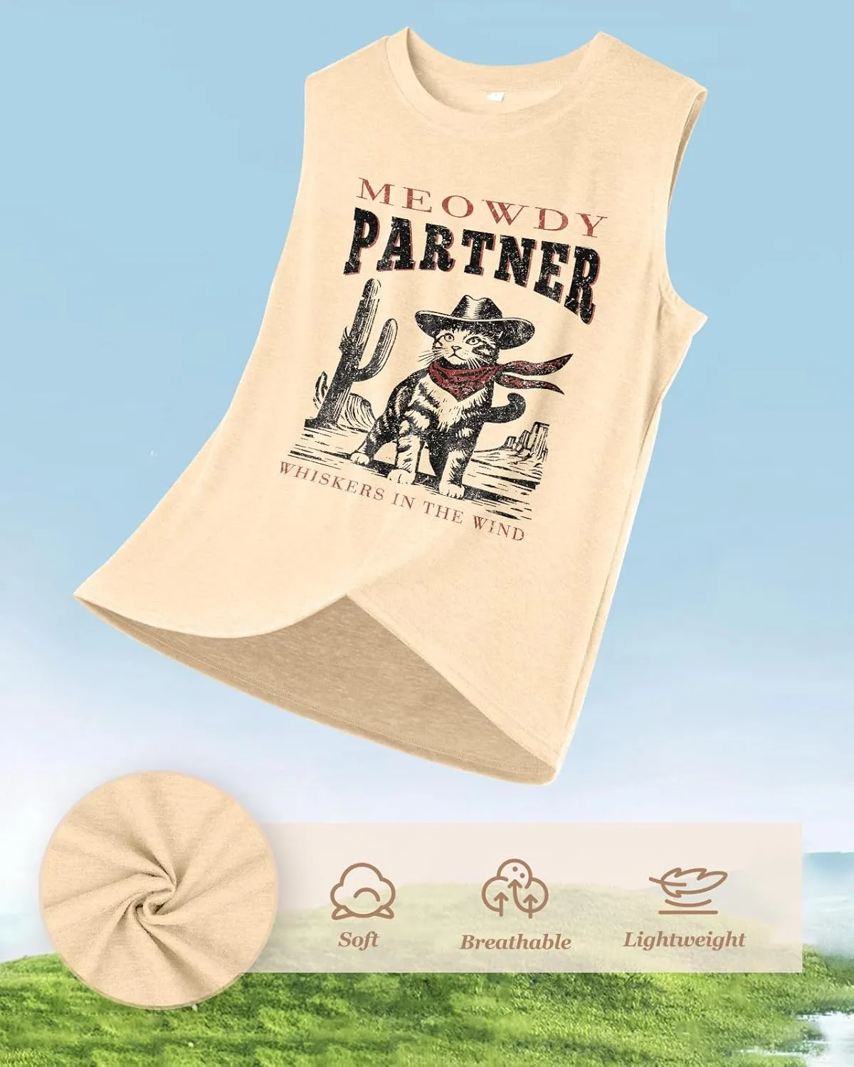 Flafens Tank Top for Women - Cute Womens Summer Graphic Cotton Sleeveless T Shirts Crewneck Tops Workout Gym Basic Tunic