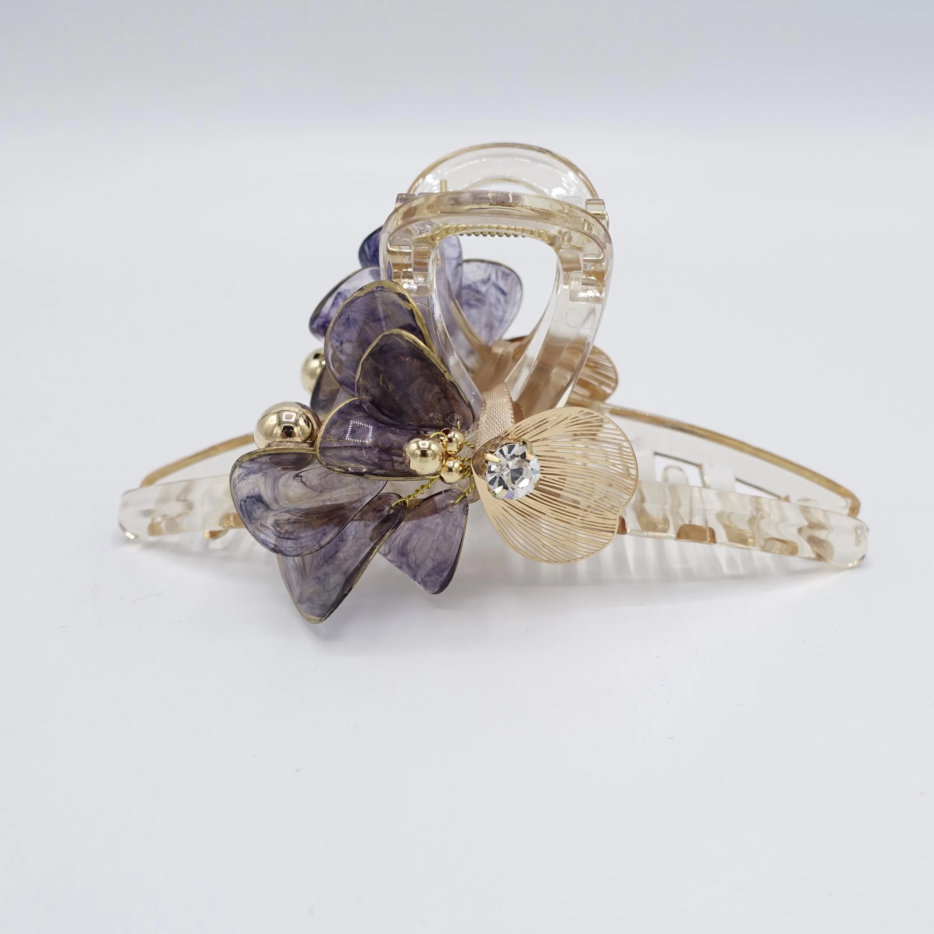 flower hair claw, handmade hair claw, embellished hair claw for women