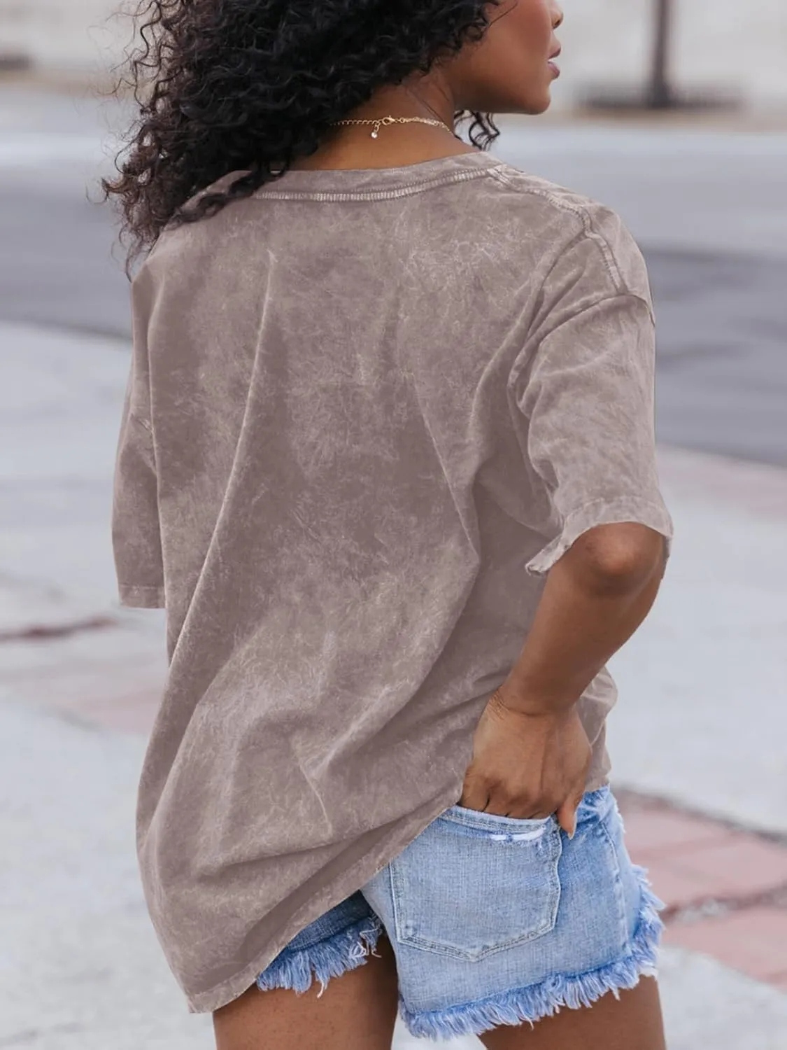 Flowyair Womens Oversized T Shirts Summer Loose Fit Cotton Short Sleeve Basic Tees Casual V Neck Boyfriend Tunic Tops