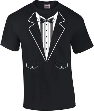 Funny Formal Tuxedo with Bowtie Classy Men's Short Sleeve T-Shirt Humorous Wedding Bachelor Party Retro Tee