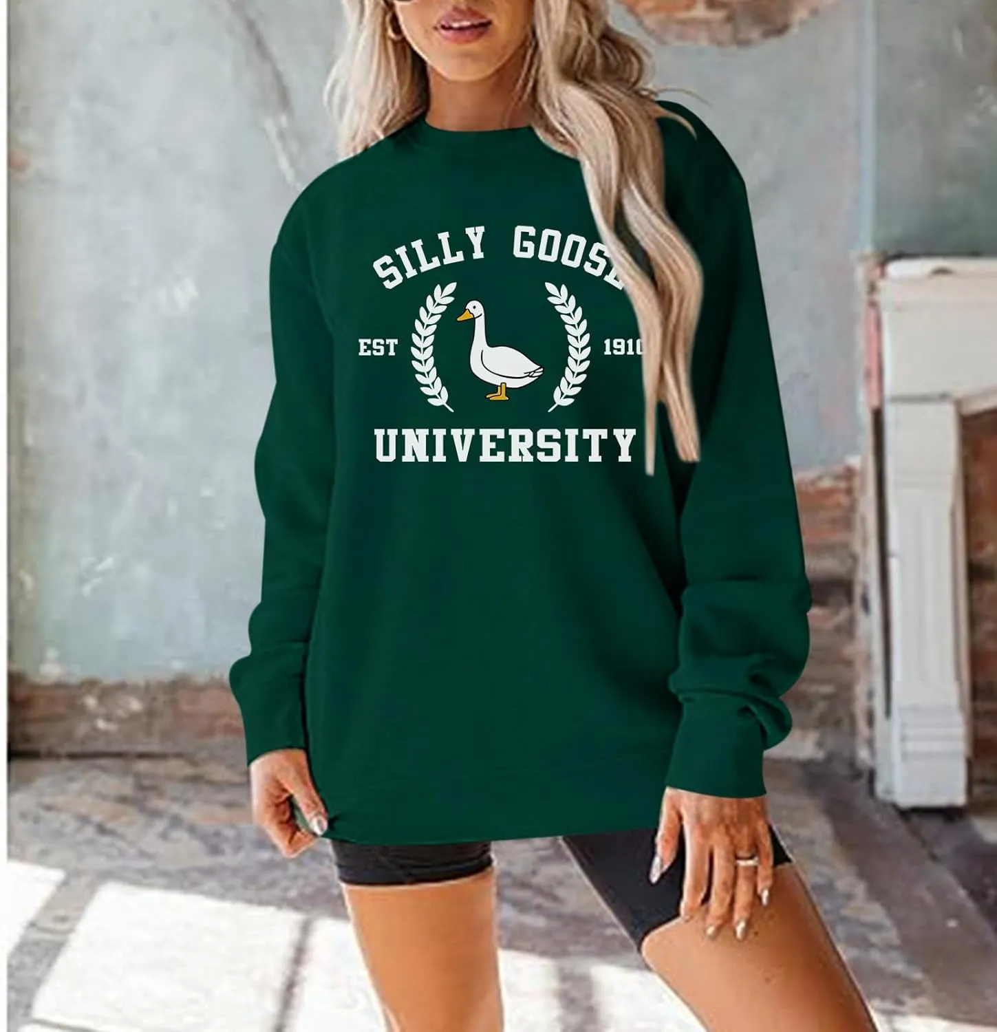 Funny Goose Graphic Sweatshirt For Women Cute Printed Crewneck Sweater Pullover With Sayings Long Sleeve T Shirts