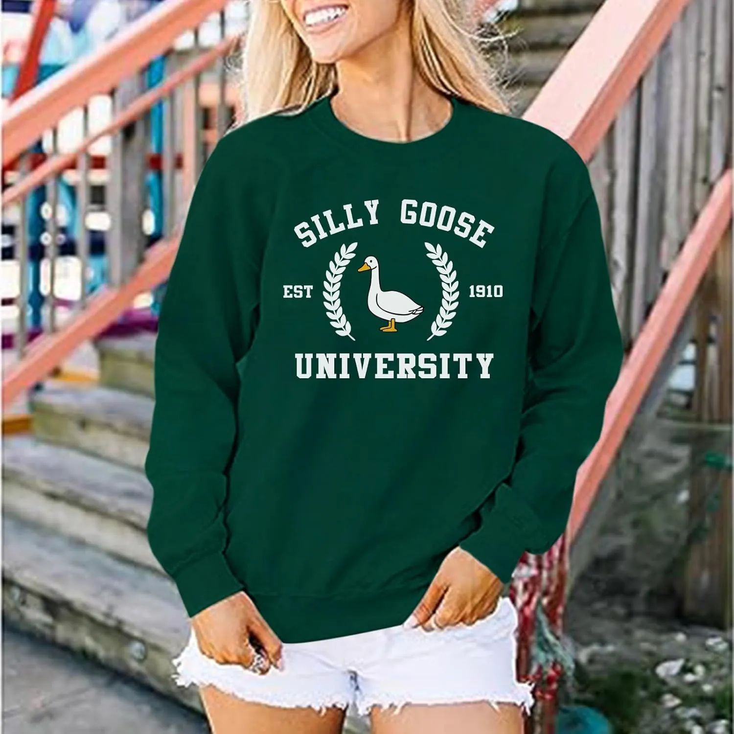 Funny Goose Graphic Sweatshirt For Women Cute Printed Crewneck Sweater Pullover With Sayings Long Sleeve T Shirts