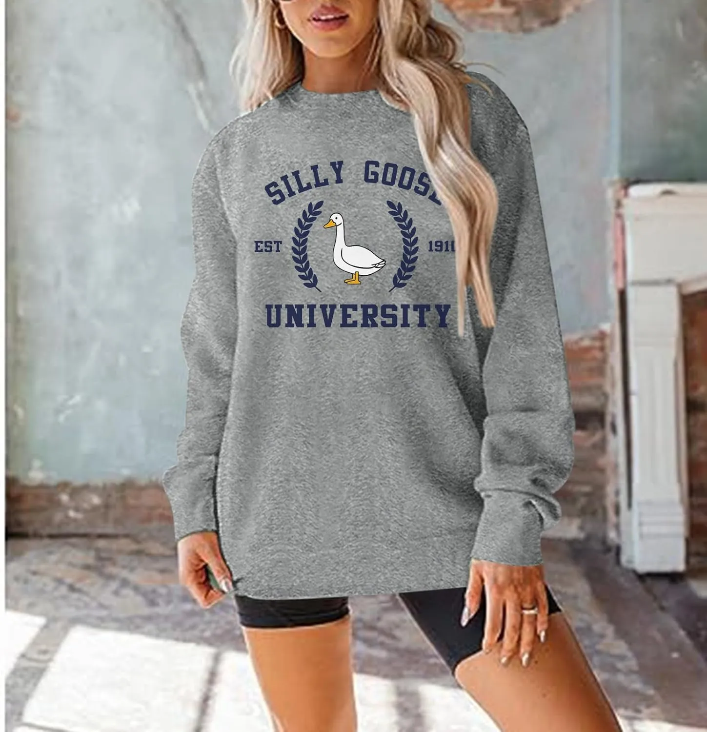 Funny Goose Graphic Sweatshirt For Women Cute Printed Crewneck Sweater Pullover With Sayings Long Sleeve T Shirts