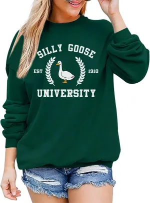 Funny Goose Graphic Sweatshirt For Women Cute Printed Crewneck Sweater Pullover With Sayings Long Sleeve T Shirts