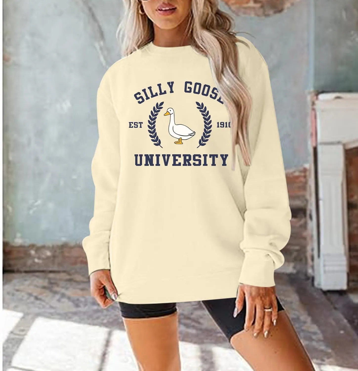 Funny Goose Graphic Sweatshirt For Women Cute Printed Crewneck Sweater Pullover With Sayings Long Sleeve T Shirts