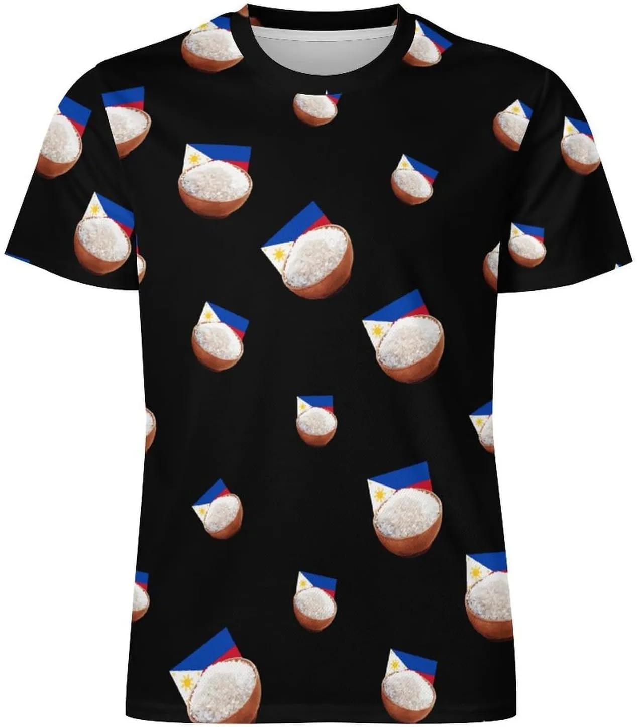 Funny Philippines Rice Men's Short Sleeve Tee Casual Crew Neck T-Shirts Summer Workout Tops Graphic