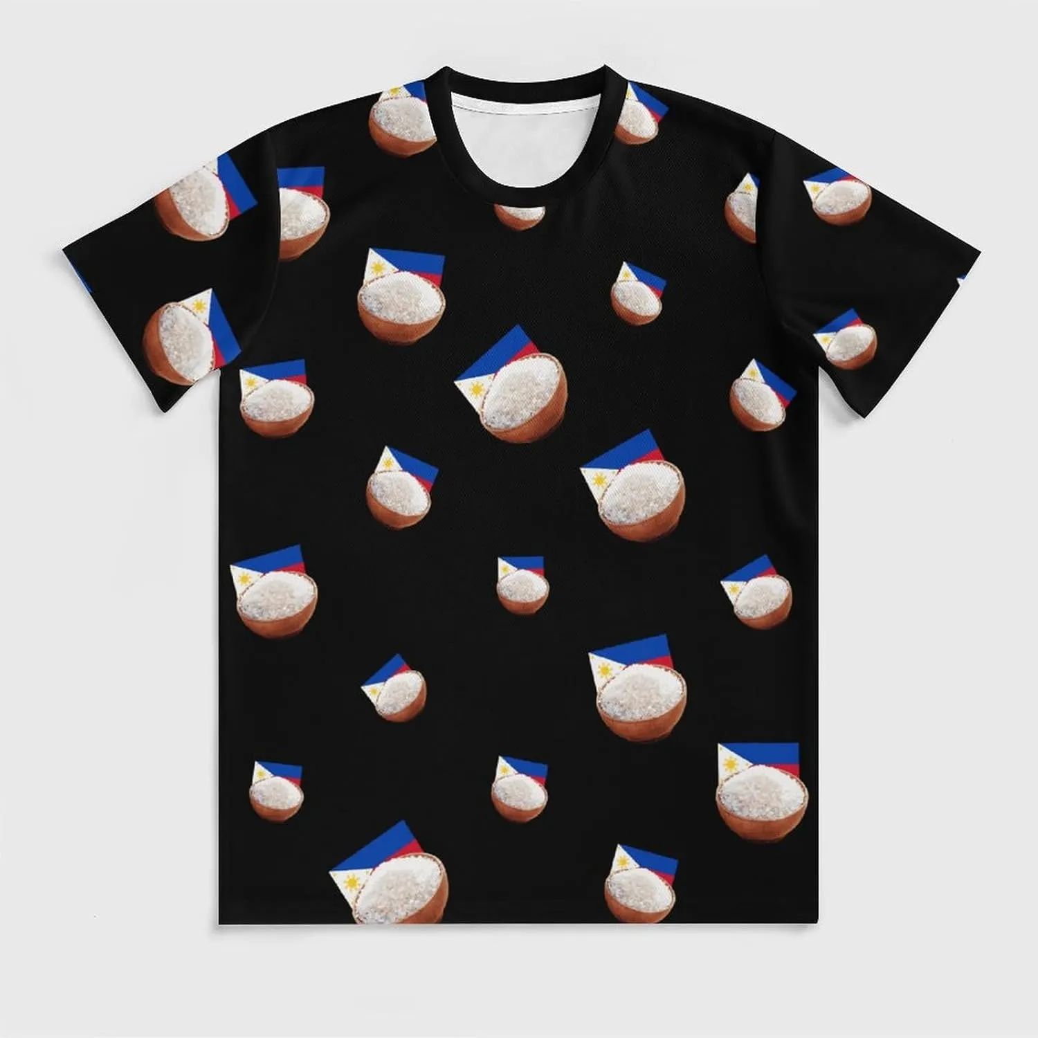 Funny Philippines Rice Men's Short Sleeve Tee Casual Crew Neck T-Shirts Summer Workout Tops Graphic