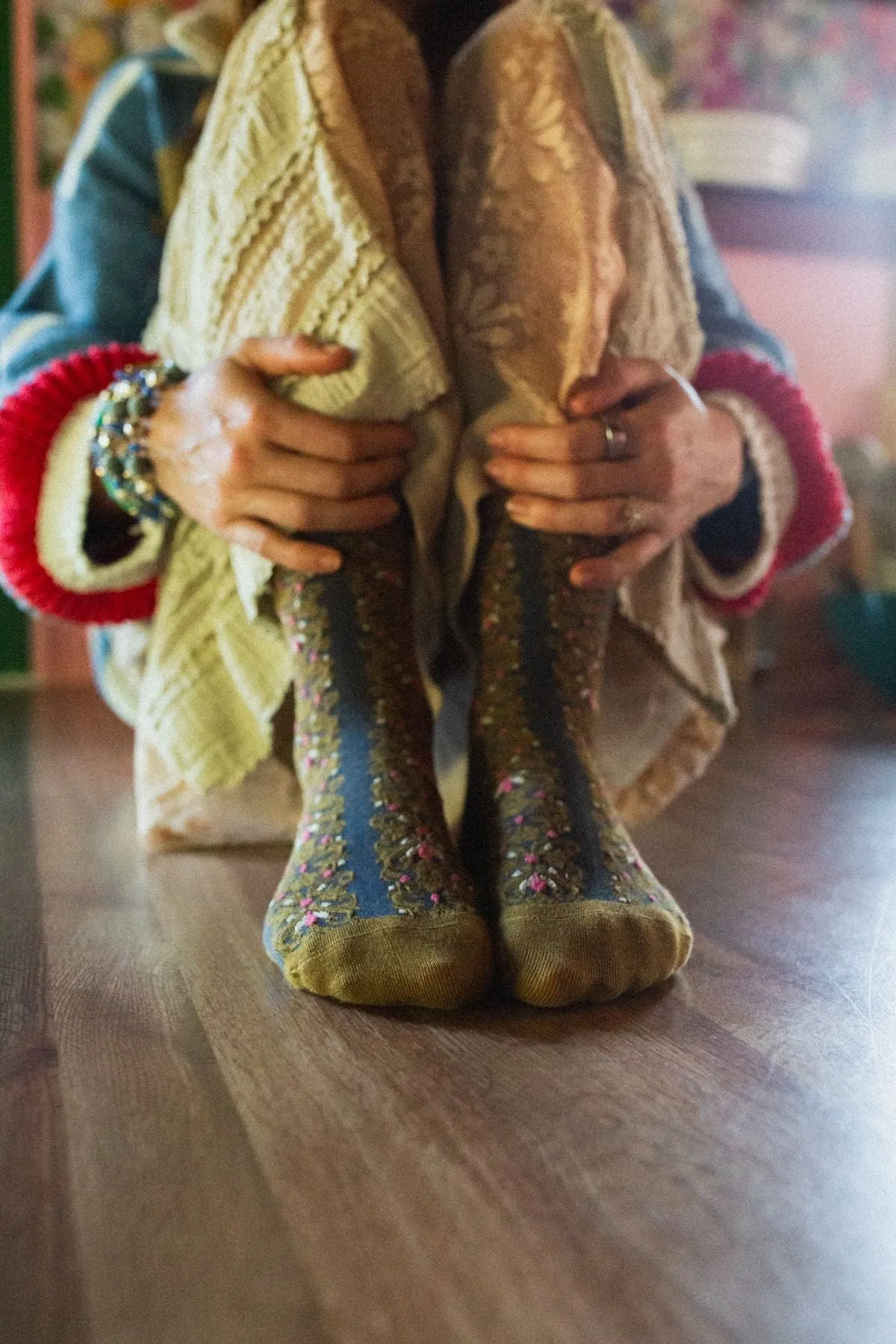 Garden Stitch Socks - Mustard
