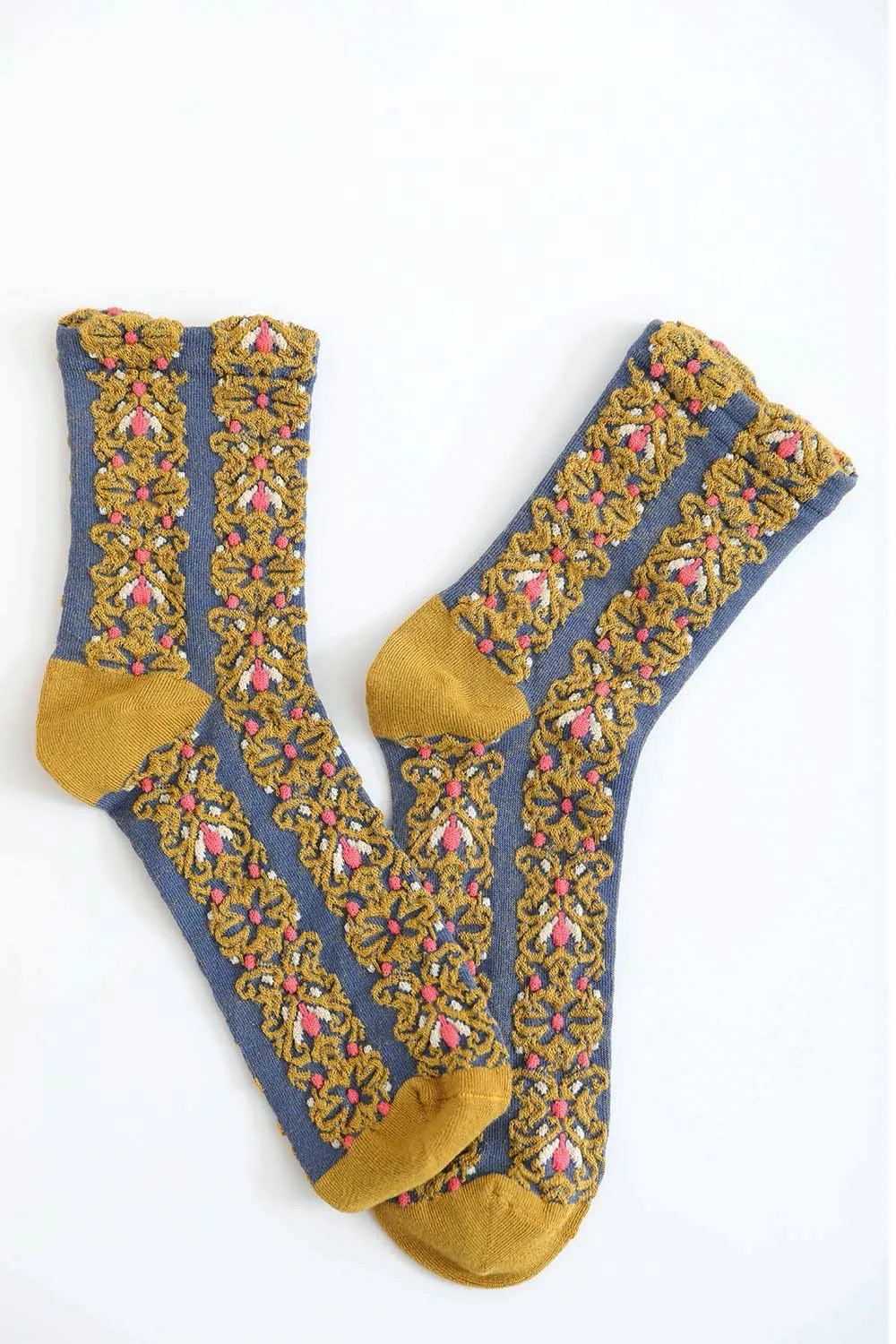 Garden Stitch Socks - Mustard