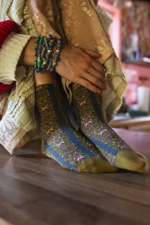 Garden Stitch Socks - Mustard