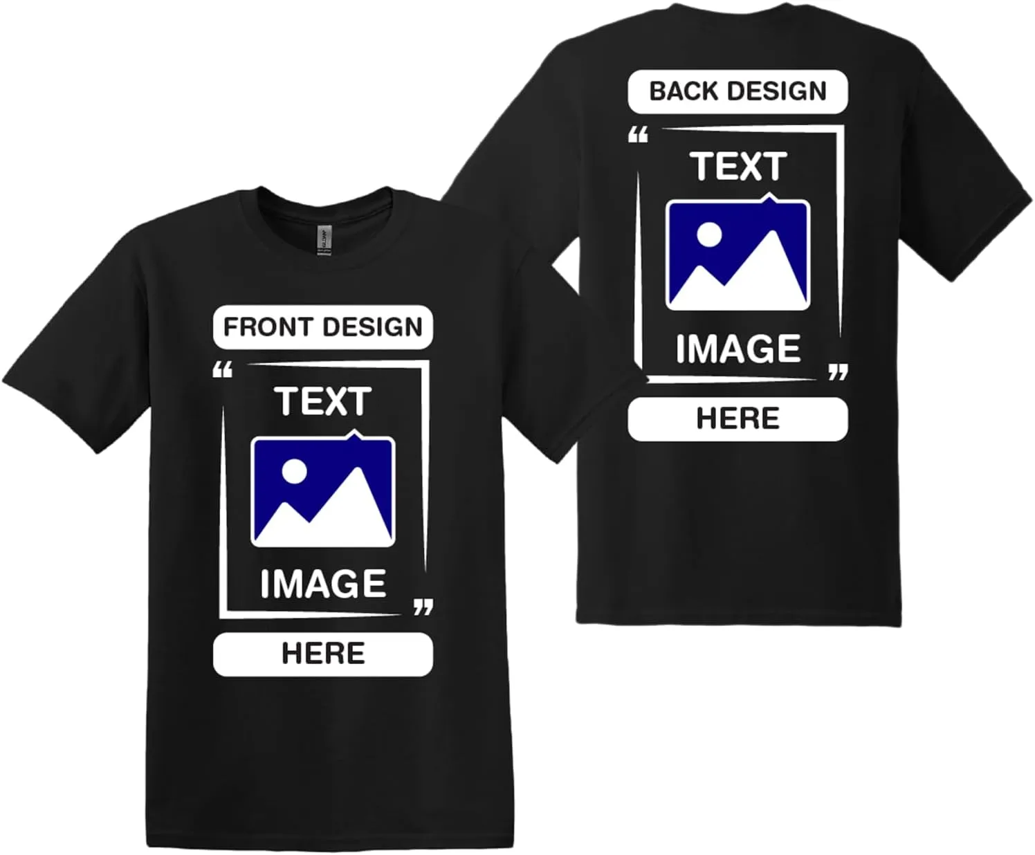Gildan Custom T-Shirts - Personalized Unisex Crewneck Tee Shirt - Customize Your Image, Text & Photo - Men Women Adult
