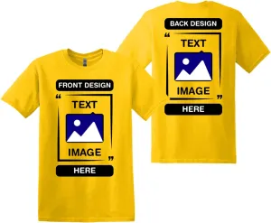 Gildan Custom T-Shirts - Personalized Unisex Crewneck Tee Shirt - Customize Your Image, Text & Photo - Men Women Adult