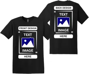 Gildan Custom T-Shirts - Personalized Unisex Crewneck Tee Shirt - Customize Your Image, Text & Photo - Men Women Adult