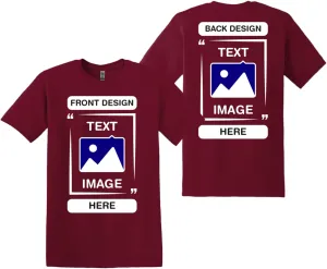 Gildan Custom T-Shirts - Personalized Unisex Crewneck Tee Shirt - Customize Your Image, Text & Photo - Men Women Adult