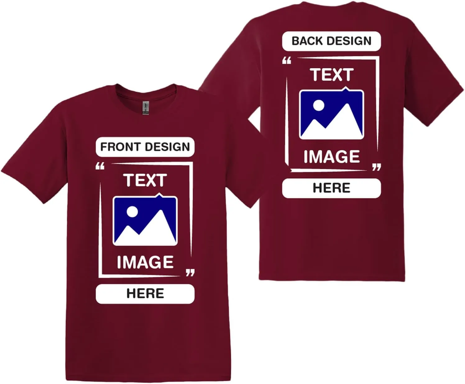 Gildan Custom T-Shirts - Personalized Unisex Crewneck Tee Shirt - Customize Your Image, Text & Photo - Men Women Adult