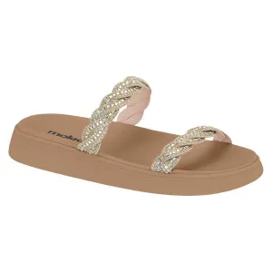 Glitter Straps Beige Chunky Sandals