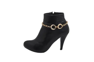 Gold Metal Chain Boot Bracelet Shoe Infinity Circles Charm Anklet