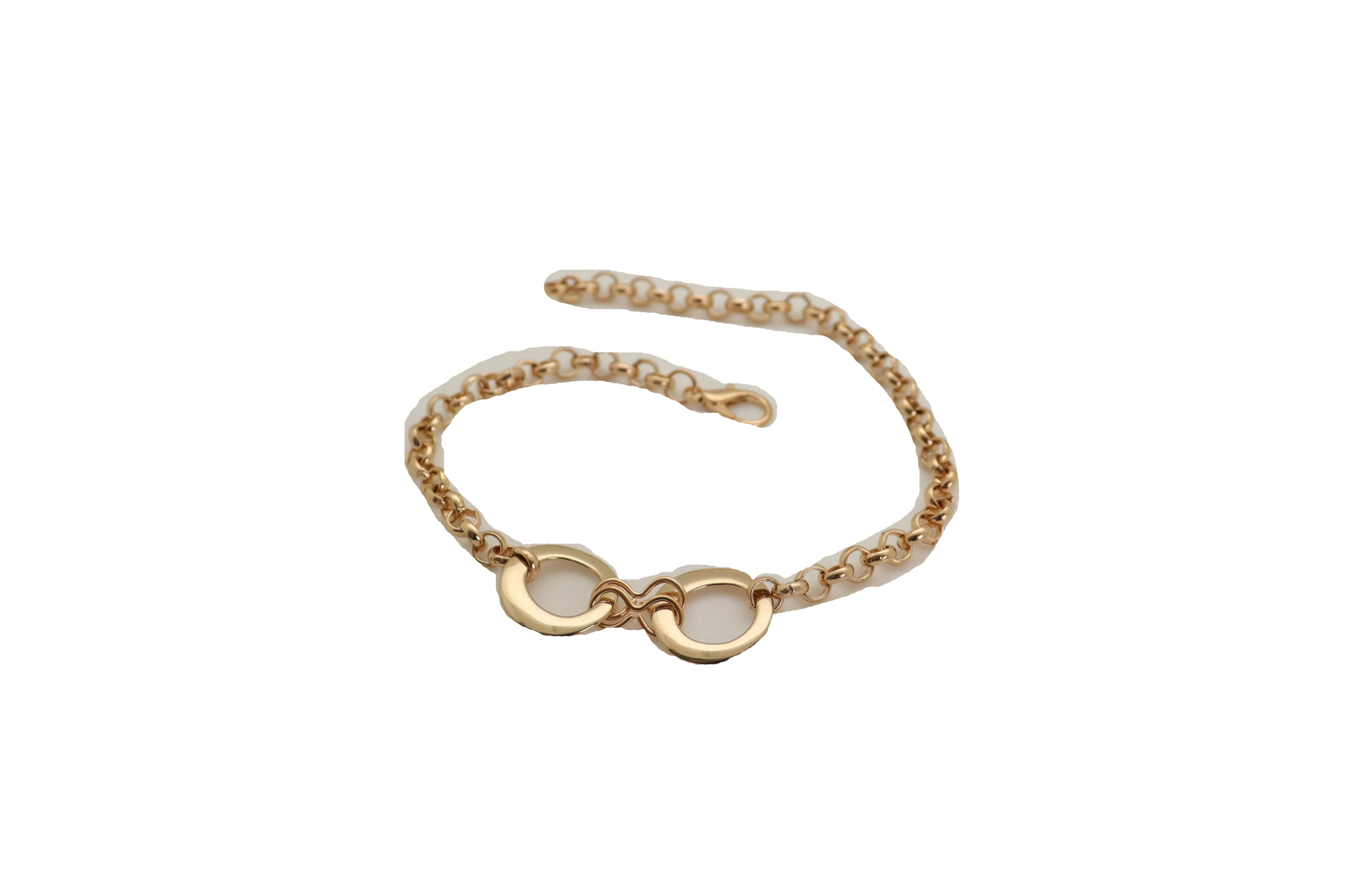 Gold Metal Chain Boot Bracelet Shoe Infinity Circles Charm Anklet