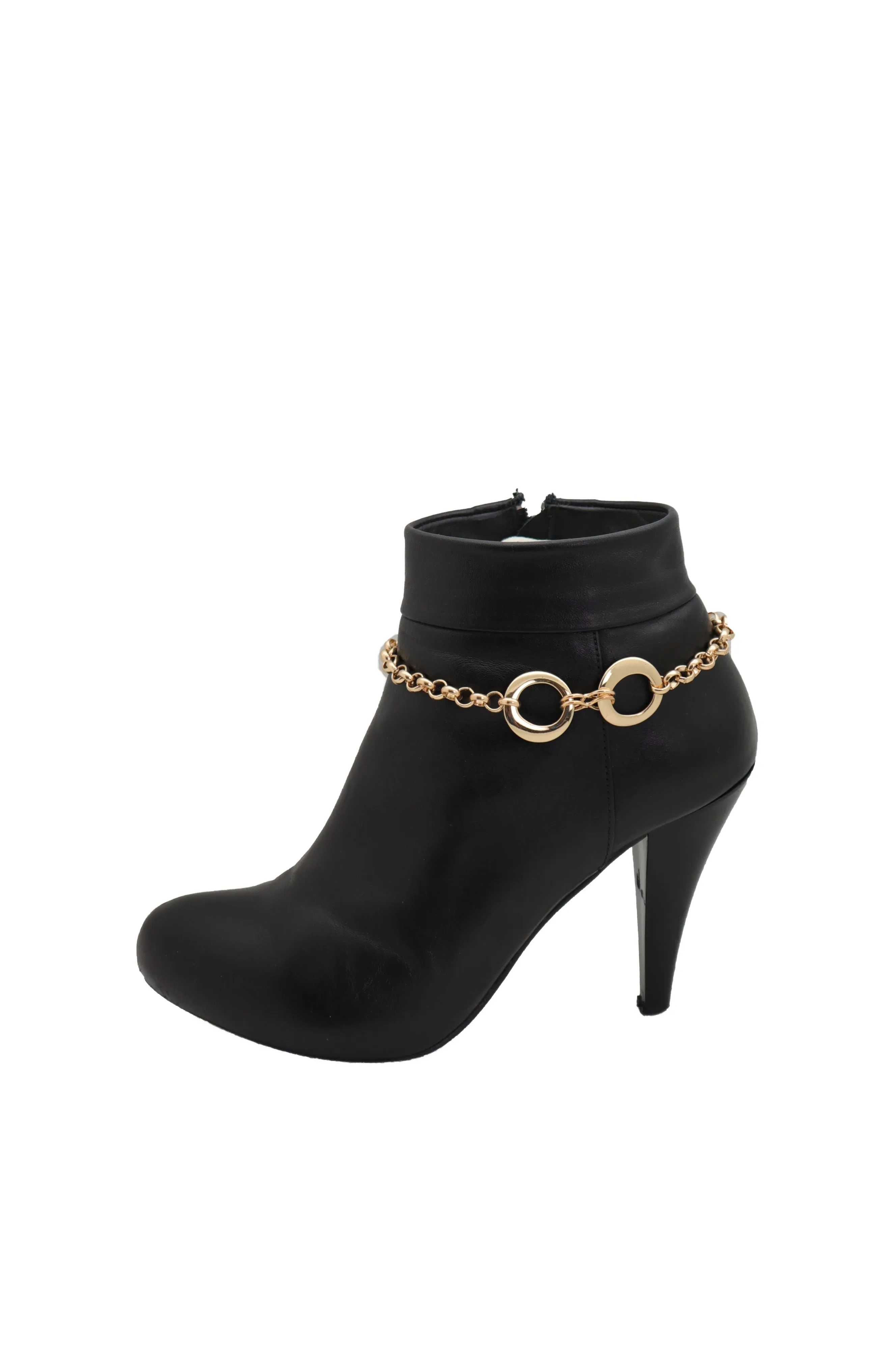 Gold Metal Chain Boot Bracelet Shoe Infinity Circles Charm Anklet