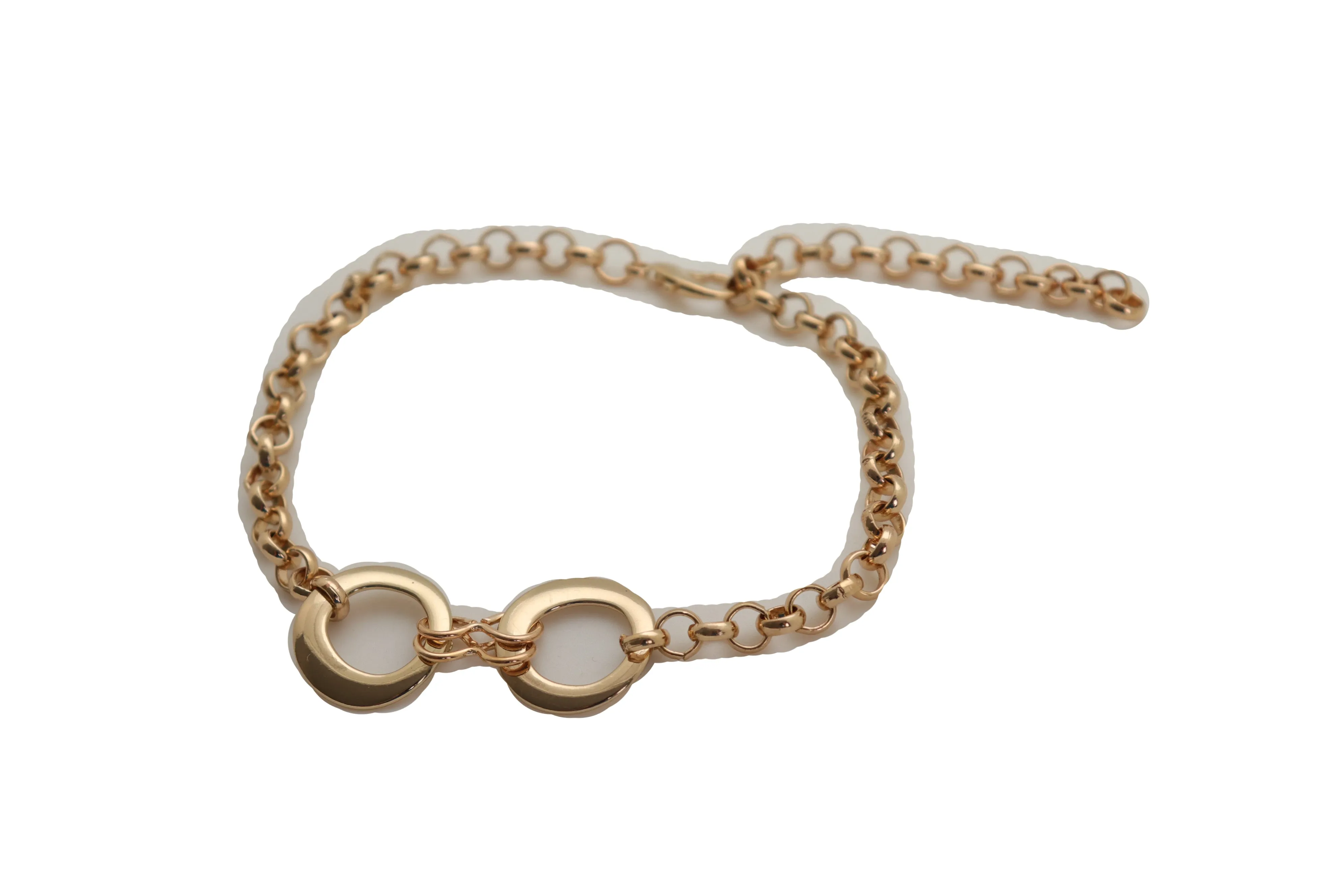 Gold Metal Chain Boot Bracelet Shoe Infinity Circles Charm Anklet