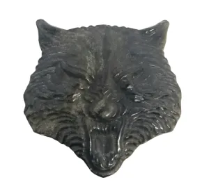 Golden Obsidian Crystal Wolf Head Carving