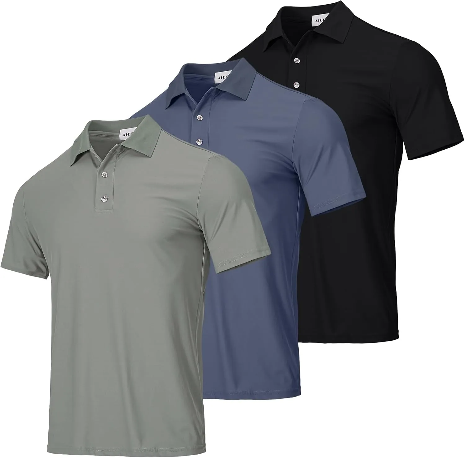 Golf Polo Shirts for Men 3 Pack Short Sleeve Quick Dry Performance Moisture Wicking Workout Polo T-Shirt