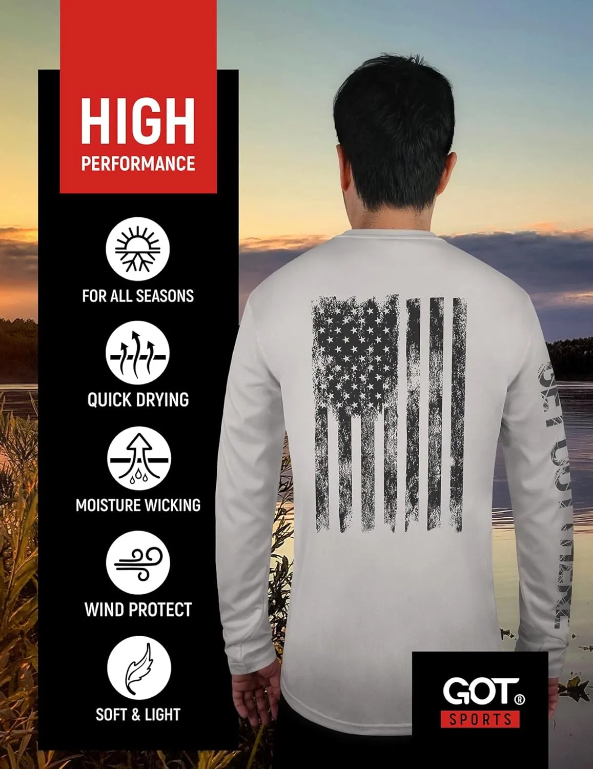 GOT Sports UPF 50  Fishing T Shirts for Men Women Long Sleeve - UV Sun Protection, Lightweight