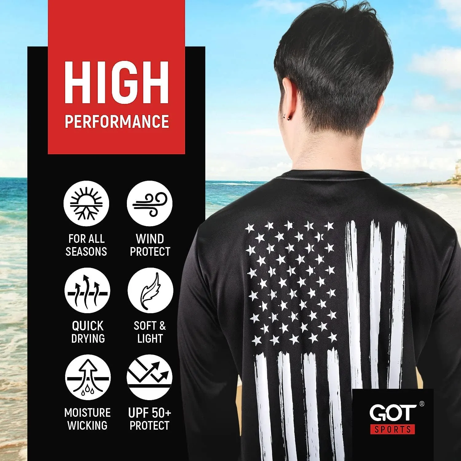 GOT Sports UPF 50  Fishing T Shirts for Men Women Long Sleeve - UV Sun Protection, Lightweight