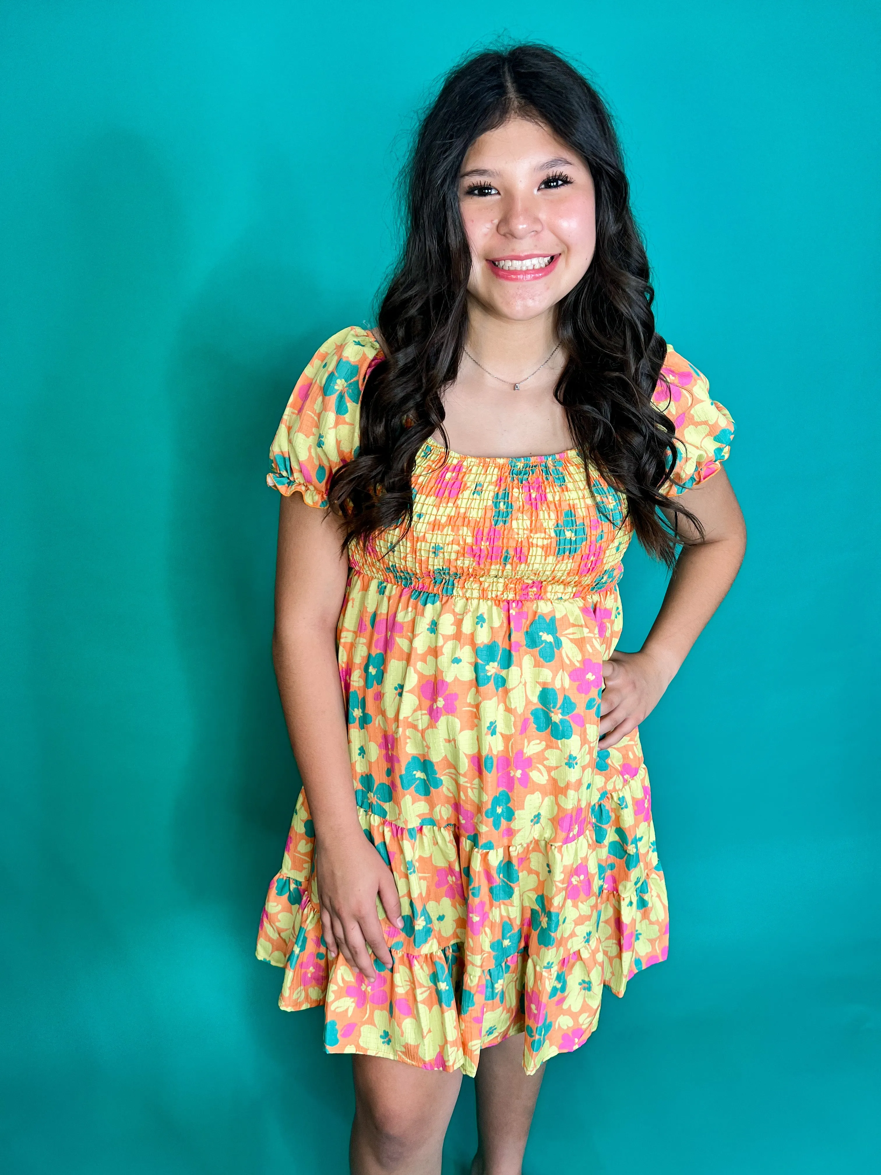 Groovy Vibes Yellow Floral Print Dress