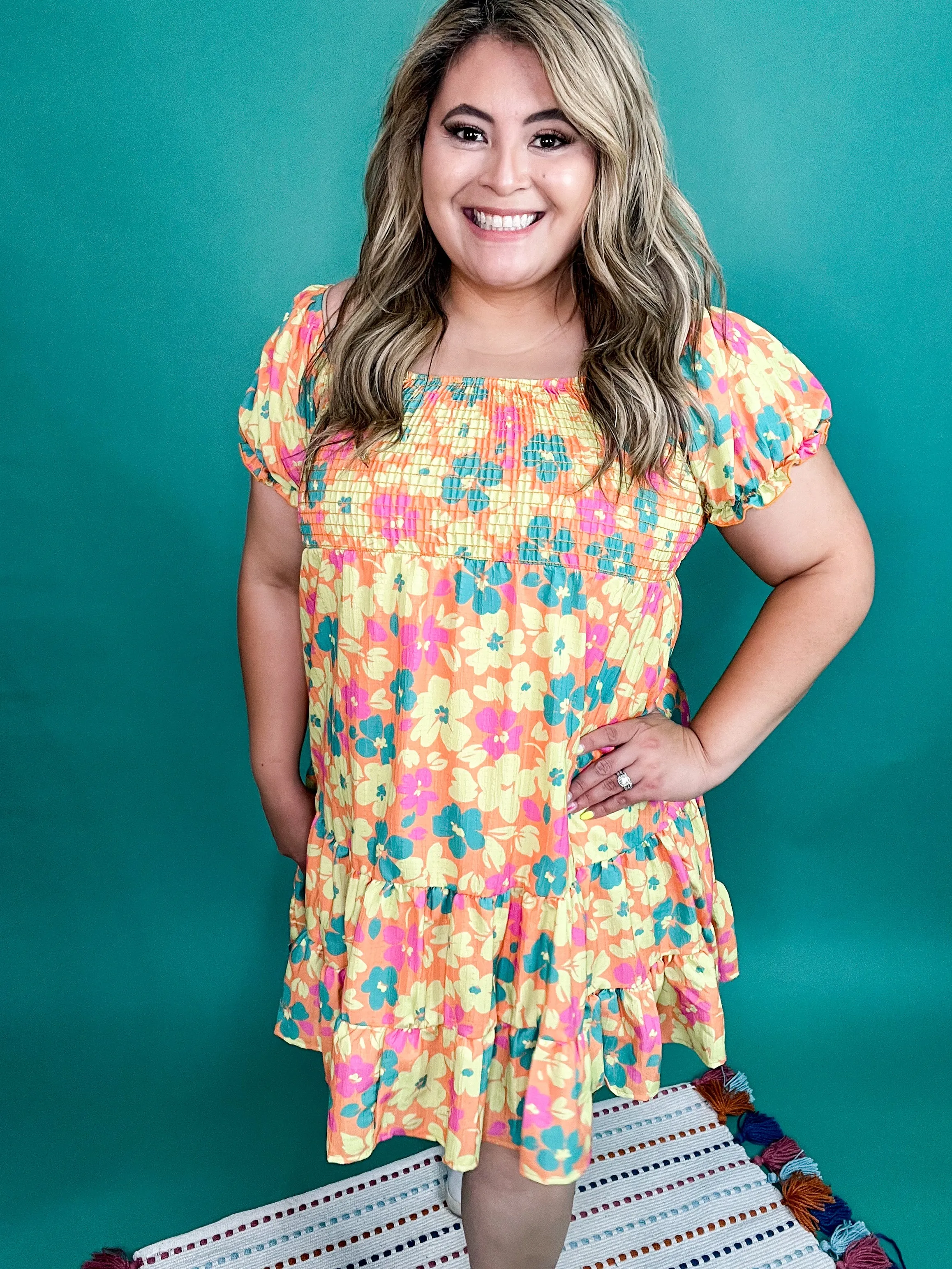 Groovy Vibes Yellow Floral Print Dress