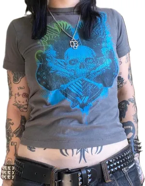 Grunge Tops Women Y2k Short Sleeve Vintage Graphic T Shirts Teen Girls Aesthetic Gothic Emo Tees Halloween Clothes