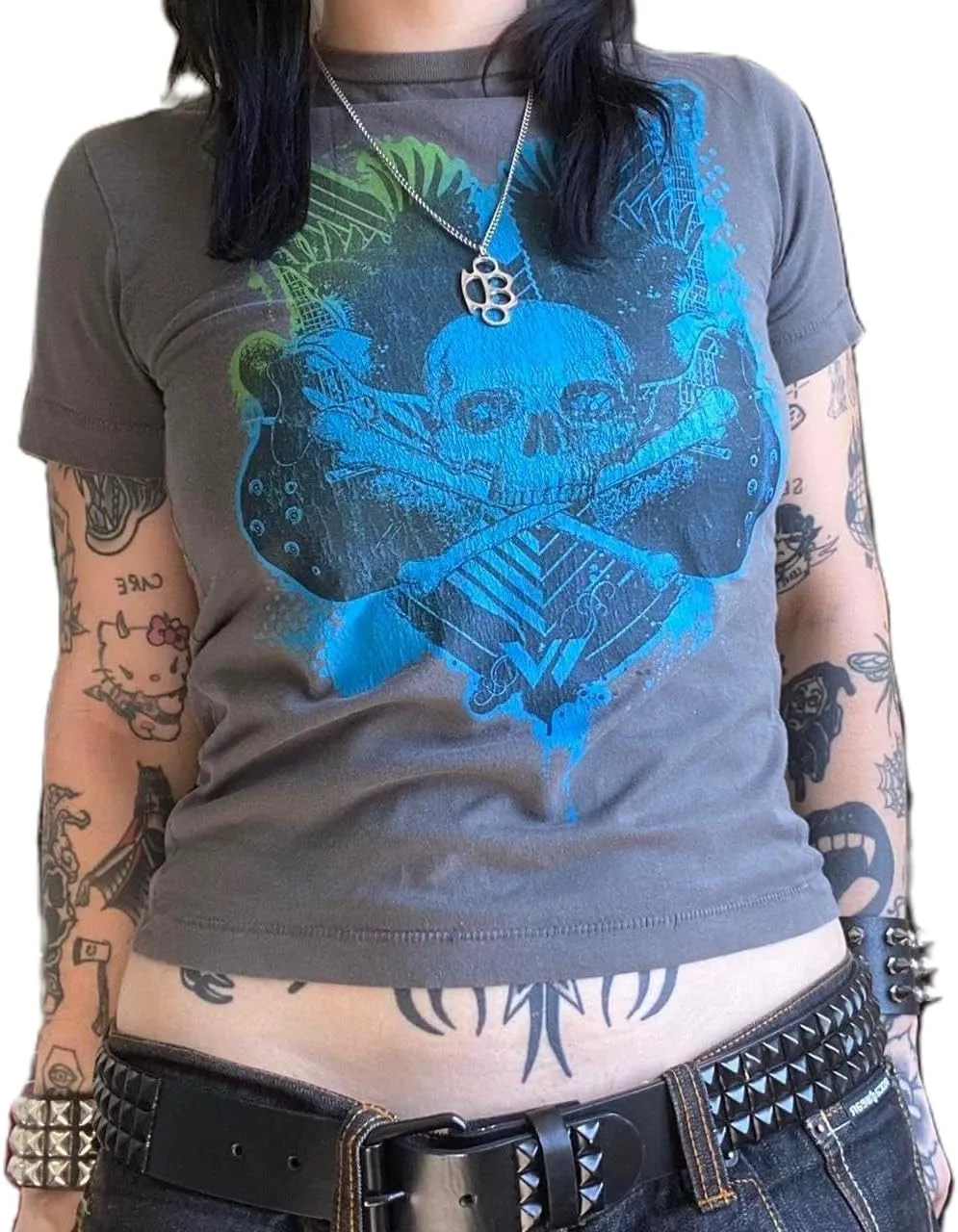 Grunge Tops Women Y2k Short Sleeve Vintage Graphic T Shirts Teen Girls Aesthetic Gothic Emo Tees Halloween Clothes