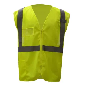 GSS Standard Class 2 Mesh Zipper Safety Vest with Id Pocket 1009 Lime