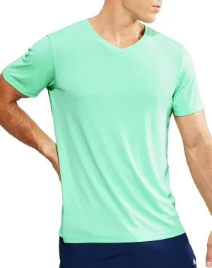 Haimont Men's V Neck Athletic T Shirts Lightweight Gym Workout Running Short Sleeve Tee Shirts Moisture Wicking UV Protection